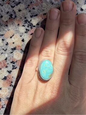 Sterling Filagree Silver Turquoise Oval Ring - New, never worn. Size 8